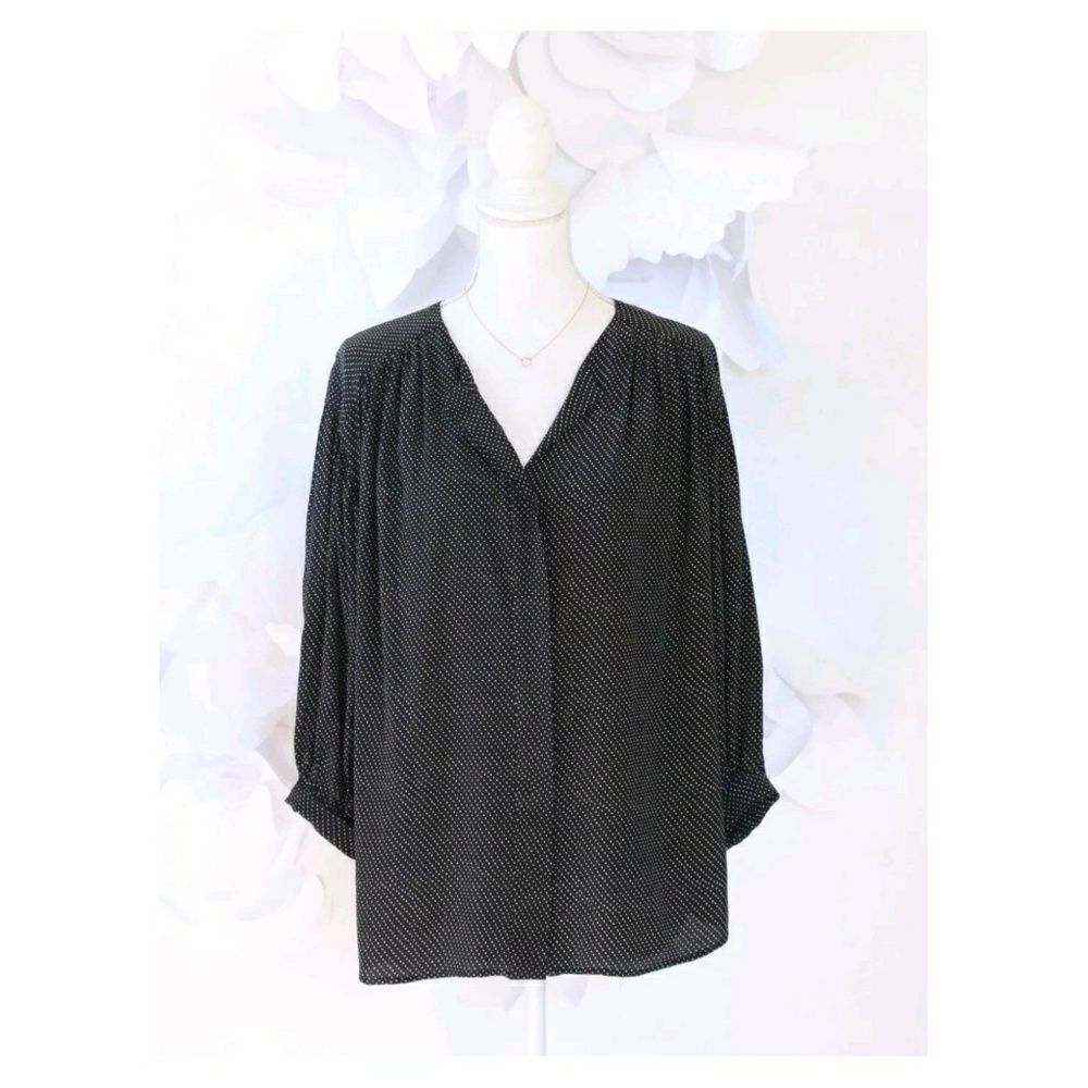 Jeunesse Francoise Polka Dot Top M Black Silk